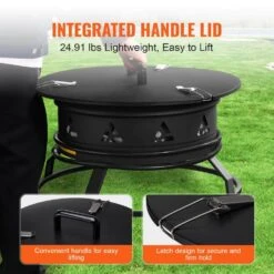 Propane Fire Pit, 24 In. Dia Outdoor Portable Gas Fire Pit, Adjustable Flame Height Camping Firepit, 58,000 BTU, Black -Vevor black vevor gas fire pits bxsrqhk24ycbl1s54v0 44 1000