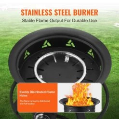 Propane Fire Pit, 24 In. Dia Outdoor Portable Gas Fire Pit, Adjustable Flame Height Camping Firepit, 58,000 BTU, Black -Vevor black vevor gas fire pits bxsrqhk24ycbl1s54v0 4f 1000