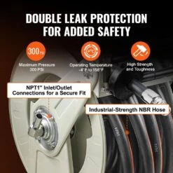 Fuel Hose Reel 1 In. X 33 Ft. Extra Long Retractable Diesel Hose Reel With Automatic Refueling Gun For Truck Ship -Vevor black vevor hose reels cyrg33ft1inchtinhv0 4f 1000