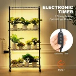 Plant Stand With Grow Light 4-Tier Plant Shelf With 45W Full Spectrum Grow Light 3 Mode Plant Light 2025 Upgrade -Vevor black vevor hydroponic systems gnzwj120cm603r8bdv1 4f 1000