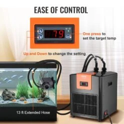 Aquarium Chiller 92 Gal. 348 L Hydroponic Water Chiller 1/4 HP Quiet Refrigeration Compressor -Vevor black vevor hydroponic systems hwqlqqjr025hpisabv1 fa 1000