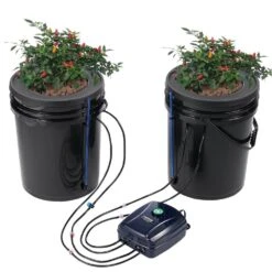 DWC Hydroponics Grow System Deep Water Culture With Top Drip 2 Buckets, With Air Pump, Air Stones And Water Level Device