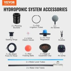 DWC Hydroponics Grow System Deep Water Culture With Top Drip 2 Buckets, With Air Pump, Air Stones And Water Level Device 16 DWC Hydroponics Grow System Deep Water Culture With Top Drip 2 Buckets, With Air Pump, Air Stones And Water Level Device -Vevor black vevor hydroponic systems ssspxt2t8ink25vv5v1 76 1000