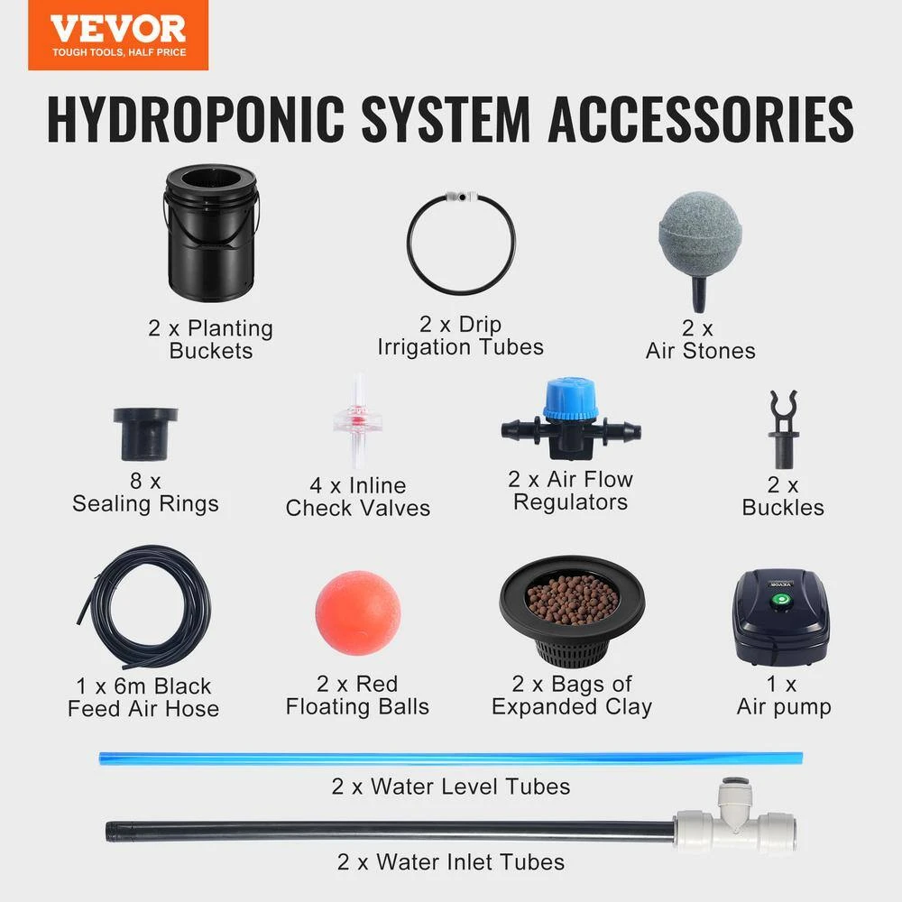 DWC Hydroponics Grow System Deep Water Culture With Top Drip 2 Buckets, With Air Pump, Air Stones And Water Level Device 9 DWC Hydroponics Grow System Deep Water Culture With Top Drip 2 Buckets, With Air Pump, Air Stones And Water Level Device - Image 7