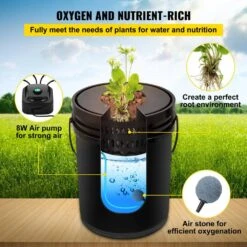 DWC Hydroponic System 5 Gal. Buckets Deep Water Culture Growing Bucket Hydroponics Grow Kit For Outdoor (4-Pack) -Vevor black vevor hydroponic systems ssspxtyx4110vw1xkv1 1f 1000