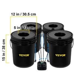 DWC Hydroponic System 5 Gal. Buckets Deep Water Culture Growing Bucket Hydroponics Grow Kit For Outdoor (4-Pack) -Vevor black vevor hydroponic systems ssspxtyx4110vw1xkv1 76 1000