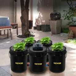 DWC Hydroponic System 5 Gal. 5 Buckets Deep Culture Growing Kit With Pump For Outdoor Leafy Vegetables In Black -Vevor black vevor hydroponic systems ssspxtyx5110vujgvv1 31 1000
