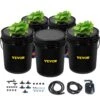 DWC Hydroponic System 5 Gal. 5 Buckets Deep Culture Growing Kit With Pump For Outdoor Leafy Vegetables In Black -Vevor black vevor hydroponic systems ssspxtyx5110vujgvv1 64 1000
