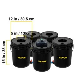 DWC Hydroponic System 5 Gal. 5 Buckets Deep Culture Growing Kit With Pump For Outdoor Leafy Vegetables In Black -Vevor black vevor hydroponic systems ssspxtyx5110vujgvv1 76 1000