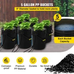 DWC Hydroponic System 5 Gal. Buckets Deep Water Culture Growing Bucket Hydroponics Grow Kit For Outdoor (8-Pack) -Vevor black vevor hydroponic systems ssspxtyx8110vt55fv1 4f 1000