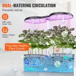 Hydroponics Growing System 12 Pods Indoor Growing System With Full-Spectrum LED Grow Light 4.2 L Water Tank Auto Timer -Vevor black vevor hydroponic systems zwszj1layer3abpciv1 1f 1000