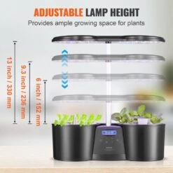 Hydroponics Growing System 12 Pods Indoor Growing System With Full-Spectrum LED Grow Light 4.2 L Water Tank Auto Timer -Vevor black vevor hydroponic systems zwszj1layer3abpciv1 44 1000