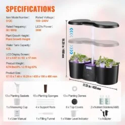 Hydroponics Growing System 12 Pods Indoor Growing System With Full-Spectrum LED Grow Light 4.2 L Water Tank Auto Timer -Vevor black vevor hydroponic systems zwszj1layer3abpciv1 76 1000