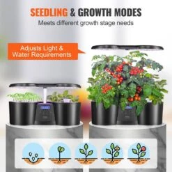 Hydroponics Growing System 12 Pods Indoor Growing System With Full-Spectrum LED Grow Light 4.2 L Water Tank Auto Timer -Vevor black vevor hydroponic systems zwszj1layer3abpciv1 fa 1000