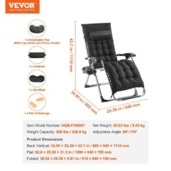 Zero Gravity Chair,26in. Recliner Lounge Chair For Indoor And Outdoor,Adjustable Anti Gravity Chair,Metal,500 Lbs.,Black -Vevor black vevor lawn chairs lzltyhhk26hsb9ihuv0 76 1000