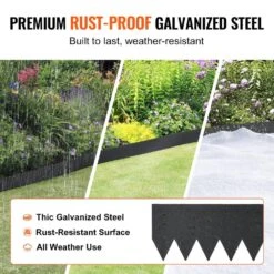 Steel Landscape Edging 4-pack Steel Garden Edging Borders 40 In. L X 12 In. H Strips Hammer-in Edging Border -Vevor black vevor metal edging cppz12inch13h20kav0 4f 1000