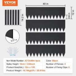 Steel Landscape Edging 4-pack Steel Garden Edging Borders 40 In. L X 12 In. H Strips Hammer-in Edging Border -Vevor black vevor metal edging cppz12inch13h20kav0 76 1000