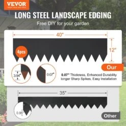 Steel Landscape Edging 4-pack Steel Garden Edging Borders 40 In. L X 12 In. H Strips Hammer-in Edging Border -Vevor black vevor metal edging cppz12inch13h20kav0 c3 1000