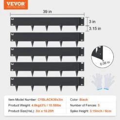 0.59 In. W X 39 In. L X 3 In. H Black Steel Landscape Edging Steel Garden Edging Borders Strips Hammer Edging -Vevor black vevor metal edging cppz3inch162tnb2wv0 76 1000