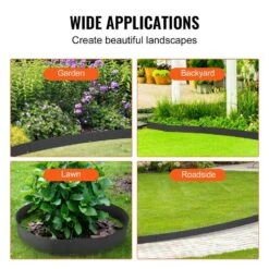 39 In. L X 0.06 In. W X 5 In. H Black Steel Edging Landscape Steel Garden Edging Borders Strips Edging Black (5-Pack) -Vevor black vevor metal edging cppz5inch162of1gtv0 fa 1000