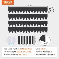 0.71 In. W X 40 In. L X 6 In. H Steel Landscape Edging Steel Garden Edging Borders Strips Hammer Edging Black (4-Pack) -Vevor black vevor metal edging cppz6inch133sdaoev0 76 1000