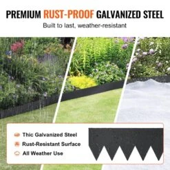 Steel Landscape Edging 6-pack Steel Garden Edging Borders 40 In. L X 6 In. H Strips Hammer-in Edging Border -Vevor black vevor metal edging cppz6inch20fxz0msv0 4f 1000