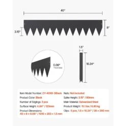 Steel Landscape Edging 3-pack Steel Garden Edging Borders 40 In. L X 8 In. H Strips Hammer-in Edging Border With 5 Clips -Vevor black vevor metal edging cppz8inch10f1zunbv0 76 1000