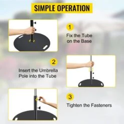 Umbrella Base 14 In. H Pipe 27 In. Round Umbrella's Holder Stand Heavy-Duty Cast Iron Patio Umbrella Base In Black -Vevor black vevor patio umbrella stands zysdzyx 280000001v0 fa 1000