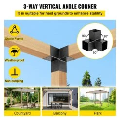 Pergola Kit Steel Brackets 6 In. X 6 In. Pergola Brackets Post Pergola Bracket With 3 Way 90-Degree Corner (8-Pack) -Vevor black vevor pergola accessories ljtgbhs5x1007d9mev0 1f 1000