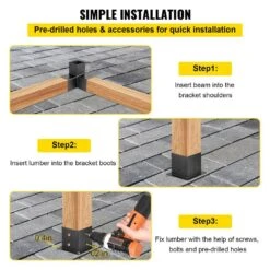 Pergola Kit Steel Brackets 6 In. X 6 In. Pergola Brackets Post Pergola Bracket With 3 Way 90-Degree Corner (8-Pack) -Vevor black vevor pergola accessories ljtgbhs5x1007d9mev0 fa 1000