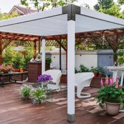 4 In. X 4 In. Woodwork Pergola Kit Elevated Wood Stand Kit Deer Stand Bracket Pergola Brackets, 8-Pack -Vevor black vevor pergola accessories ljtgbhs5x200smpeav0 31 1000