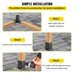 4 In. X 4 In. Woodwork Pergola Kit Elevated Wood Stand Kit Deer Stand Bracket Pergola Brackets, 8-Pack -Vevor black vevor pergola accessories ljtgbhs5x200smpeav0 fa 1000