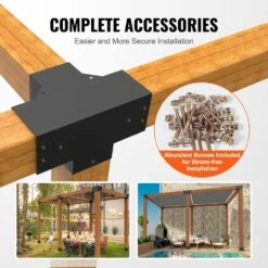Pergola Bracket Kit 6 In. X 6 In. 2-Piece 4-Way Heavy-Duty Corner Bracket Woodworks DIY Post Base Kit Easy Installation 13 Pergola Bracket Kit 6 In. X 6 In. 2-Piece 4-Way Heavy-Duty Corner Bracket Woodworks DIY Post Base Kit Easy Installation -Vevor black vevor pergola accessories lpjjst2pcs6x19rdfv0 44 1000