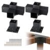 Pergola Bracket Kit 4 In. X 4 In. 4-Piece 4-Way Heavy-Duty Corner Bracket Woodworks DIY Post Base Kit Easy Installation -Vevor black vevor pergola accessories lpjjtzst4pcswtcwav0 64 1000