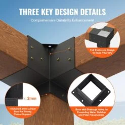 Pergola Bracket Kit 6 In. X 6 In. 8-Piece 3-Way Heavy-Duty Corner Bracket Woodworks DIY Post Base Kit Easy Installation -Vevor black vevor pergola accessories lpjjtzst8pcs31ns1v0 4f 1000