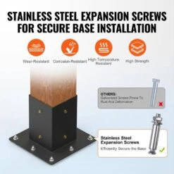 Pergola Bracket Kit 4 In. X 4 In. 8-Piece 3-Way Heavy-Duty Corner Bracket Woodworks DIY Post Base Kit Easy Installation -Vevor black vevor pergola accessories lpjjtzst8pcsb815iv0 1f 1000