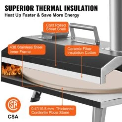 Multi-Fuel Pizza Oven 12 In. Propane And Wood Powered Outdoor Pizza Oven, Auto Rotatable Stone In Black,CSF Certified -Vevor black vevor pizza ovens bxspslycklmbr1erzv0 44 1000