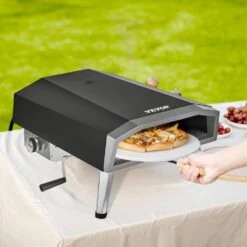 Portable Pizza Oven, Propane Powered 16 In. Outdoor Pizza Oven Pizza Grill With 360° Pizza Stone In Black, CSA Listed -Vevor black vevor pizza ovens bxspslycmbrqht66jv0 31 1000