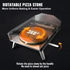 Portable Pizza Oven, Propane Powered 16 In. Outdoor Pizza Oven Pizza Grill With 360° Pizza Stone In Black, CSA Listed -Vevor black vevor pizza ovens bxspslycmbrqht66jv0 4f 1000