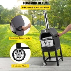 Pizza Oven 12 In. Removable Wheels 2-Layer Charcoal Burning Outdoor Pizza Oven With Pizza Stone For Barbecue In Black -Vevor black vevor pizza ovens ldspsllzxbddwrlhev0 44 1000