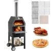 Pizza Oven 12 In. Removable Wheels 2-Layer Charcoal Burning Outdoor Pizza Oven With Pizza Stone For Barbecue In Black -Vevor black vevor pizza ovens ldspsllzxbddwrlhev0 64 1000