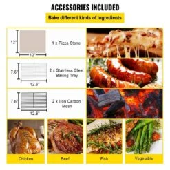 Pizza Oven 12 In. Removable Wheels 2-Layer Charcoal Burning Outdoor Pizza Oven With Pizza Stone For Barbecue In Black -Vevor black vevor pizza ovens ldspsllzxbddwrlhev0 fa 1000