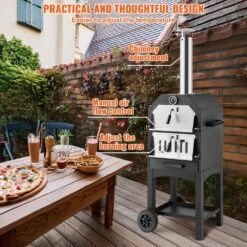 Outdoor Pizza Oven, 12 In. Wood Fired Oven, 2-Layer Pizza Oven Wood Fired, Wood Burning Outdoor Pizza Oven In Black -Vevor black vevor pizza ovens lspslhs458x4nxe5gv0 1f 1000