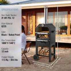 Outdoor Pizza Oven, 12 In. Wood Fired Oven, 2-Layer Pizza Oven Wood Fired, Wood Burning Outdoor Pizza Oven In Black -Vevor black vevor pizza ovens lspslhs458x4nxe5gv0 76 1000
