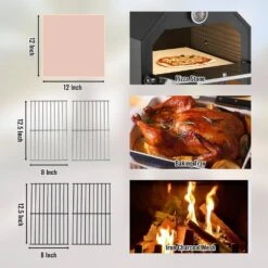 Outdoor Pizza Oven, 12 In. Wood Fired Oven, 2-Layer Pizza Oven Wood Fired, Wood Burning Outdoor Pizza Oven In Black -Vevor black vevor pizza ovens lspslhs458x4nxe5gv0 fa 1000