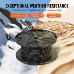3/8 In. Bungee Cord, 120 Ft./36 M Spool Heavy Duty Bungee Straps, 100% Stretch Elastic Bungee Rope For Cargo, Tarps -Vevor black vevor plant hangers dlkzd100inchhnpjav0 4f 1000
