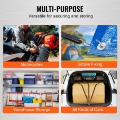 10 Piece Flat Bungee Cord, 20 Mm Heavy Duty Bungee Straps W/ Steel S-Hooks, 24 In. Elastic Bungee Rope For Cargo, Tarps -Vevor black vevor plant hangers dlkzd24inch1f1zymv0 1f 1000