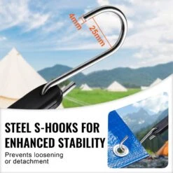 10 Piece Flat Bungee Cord, 20 Mm Heavy Duty Bungee Straps W/ Steel S-Hooks, 24 In. Elastic Bungee Rope For Cargo, Tarps -Vevor black vevor plant hangers dlkzd24inch1f1zymv0 44 1000
