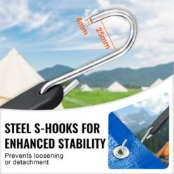 50 Piece Flat Bungee Cord, 19.8 Mm Heavy Duty Bungee Straps With Steel S-Hooks, 31 In. Elastic Bungee Rope For Cargo -Vevor black vevor plant hangers dlkzd31inch5oswmjv0 44 1000