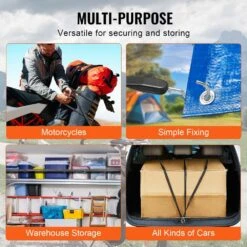 4 Piece Flat Bungee Cord, 20 Mm Heavy Duty Bungee Straps With Steel S-Hooks, 40 In. Elastic Bungee Rope For Cargo -Vevor black vevor plant hangers dlkzd40inch4tr3fjv0 1f 1000